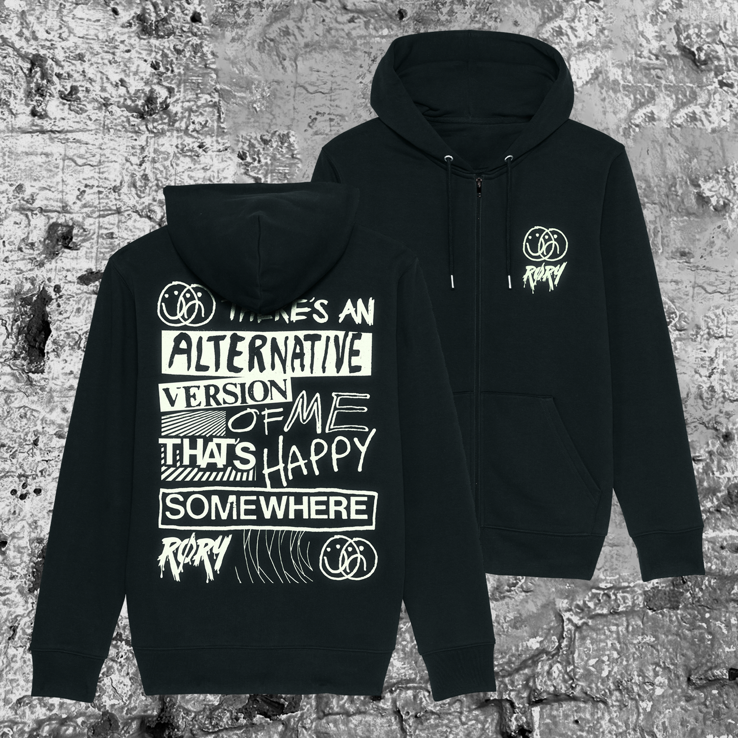 HAPPY SOMEWHERE ZIP HOODIE
